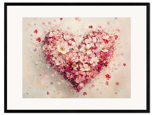 Impression artistique encadrée Valentines Day Red Hearts II