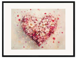 Impression artistique encadrée Valentines Day Red Hearts II