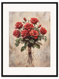 Impression artistique encadrée Valentines Day Red Roses Bouquet