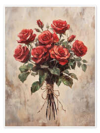 Poster Valentines Day Red Roses Bouquet