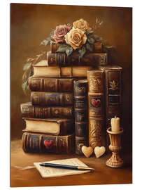 Gallery print Antique Stack of Books and Roses - TAlex