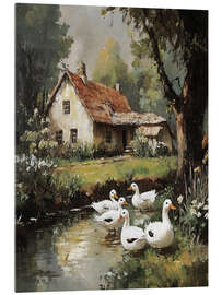 Acrylic print Ducks in village
