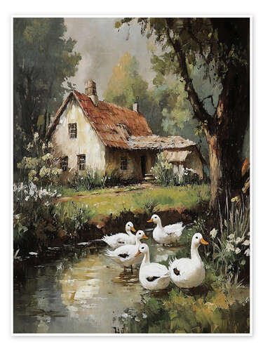 Póster Ducks in village