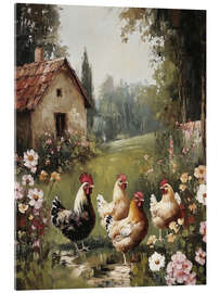 Acrylic print Chickens at the old farm