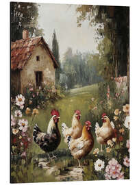 Aluminium print Chickens at the old farm