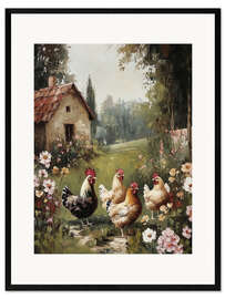 Innrammet kunsttrykk Chickens at the old farm