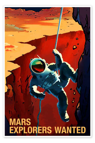 Poster Mars Explorers Wanted - Space Travel Recruitment