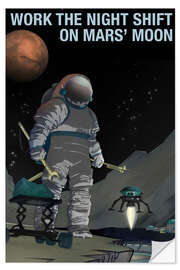 Wandsticker Work The Night Shift On Mars' Moon