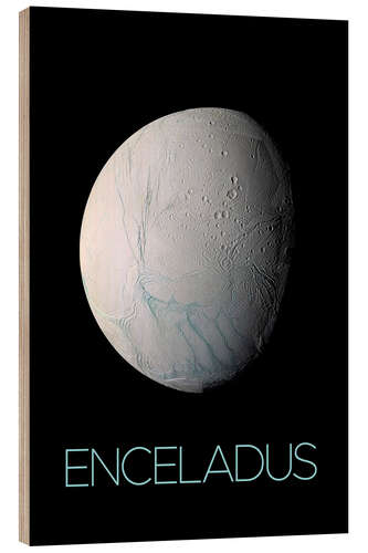 Holzbild Encedalus, ein Mond des Saturn