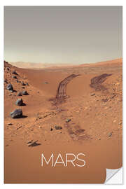 Wandsticker Rover-Spuren auf Mars