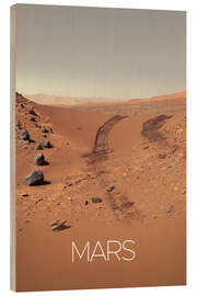 Obraz na drewnie Rover tracks on Mars