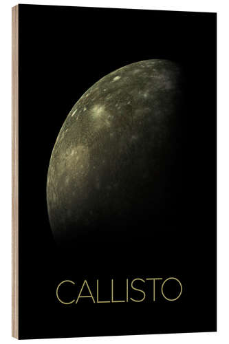 Holzbild Callisto, ein Mond des Jupiters