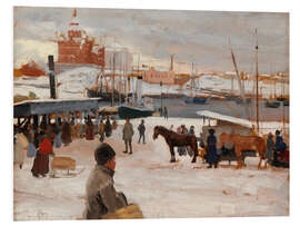 Hartschaumbild Wintertag auf dem Marktplatz von Helsinki, 1889 - Albert Edelfelt