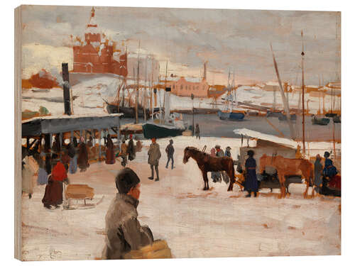 Obraz na drewnie Winter Day at Helsinki Market Square, 1889