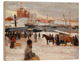 Holzbild Wintertag auf dem Marktplatz von Helsinki, 1889 - Albert Edelfelt