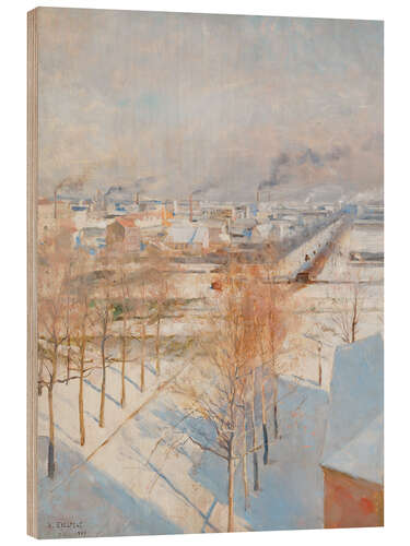 Wood print Paris in Snow, 1887