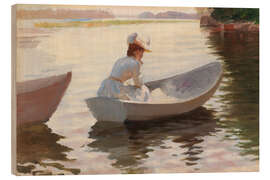 Tableau en bois Woman in a Rowing Boat - Albert Edelfelt