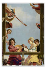 Wall print Musical Group on a Balcony, 1622 - Gerard van Honthorst