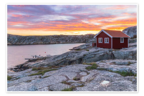 Poster Red hut in the archipelago