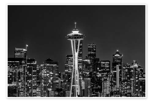 Poster Seattle skyline at night