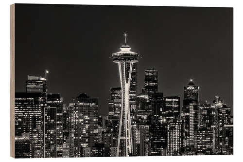 Cuadro de madera Seattle skyline at night
