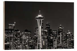 Cuadro de madera Seattle skyline at night - Melanie Viola