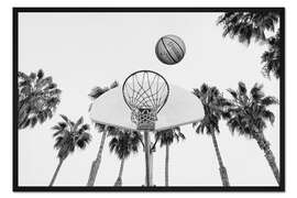 Gerahmter Kunstdruck Basketball und Palmen