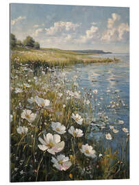 Gallery print Spring landscape, river with wildflowers