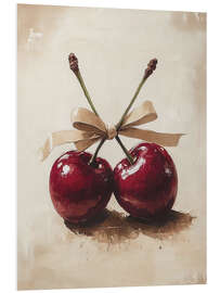 Foam board print Two romantic cherries