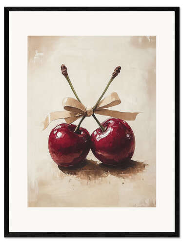 Framed art print Two romantic cherries