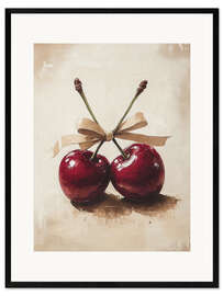 Framed art print Two romantic cherries - Olga Telnova