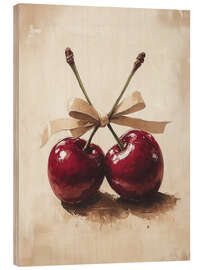 Quadro de madeira Two romantic cherries