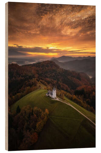 Hout print Love the sLOVEnian sunrise