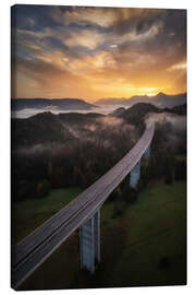 Canvas print Bridge to sunrise, Austria - Martin Podt