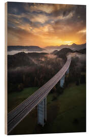 Cuadro de madera Bridge to sunrise, Austria - Martin Podt