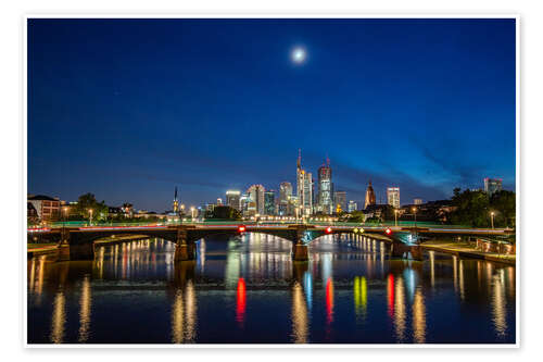 Plakat Frankfurt am Main, skyline at night