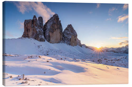 Lienzo Winter light at the Three Peaks