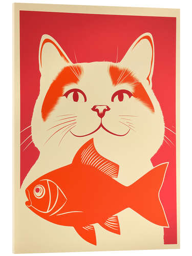 Quadro em acrílico Cat Dreams and Goldfish