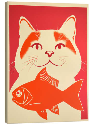 Leinwandbild Katze und Goldfisch