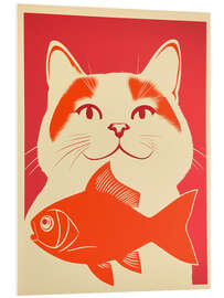 Quadro em PVC Cat Dreams and Goldfish - Frank Daske