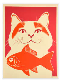 Poster Cat Dreams and Goldfish - Frank Daske