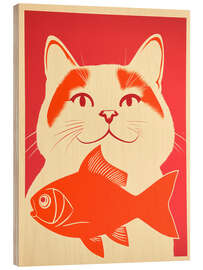 Trätavla Cat Dreams and Goldfish - Frank Daske