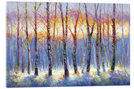 Obraz na szkle akrylowym Sunrise Over the Birch Tree Forest - Leon Devenice