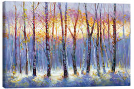 Tableau sur toile Sunrise Over the Birch Tree Forest - Leon Devenice