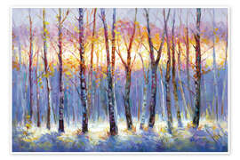 Stampa Sunrise Over the Birch Tree Forest - Leon Devenice