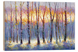 Holzbild Sonnenaufgang über dem Birkenwald - Leon Devenice