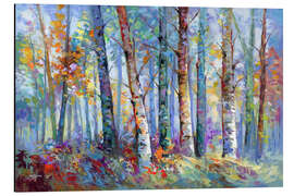 Aluminium print Forest with Birch Trees and Autumn Colours - Leon Devenice