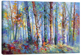Canvastavla Forest with Birch Trees and Autumn Colours - Leon Devenice