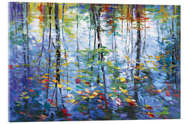 Acrylic print Impressionistic Reflection of Autumn Trees on Water - Leon Devenice