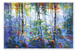 Stampa Impressionistic Reflection of Autumn Trees on Water - Leon Devenice